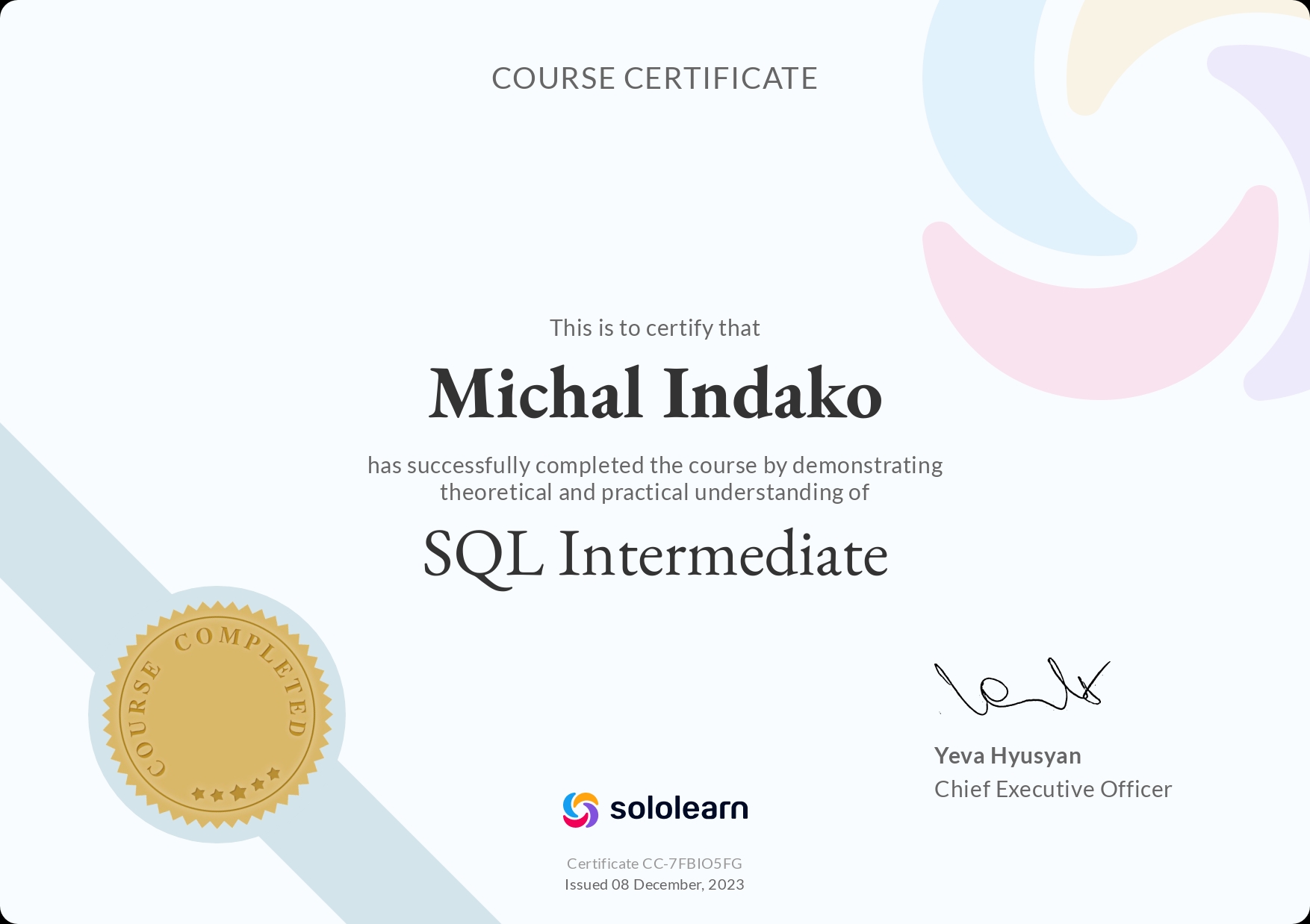 SQL Intermediate certification